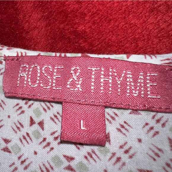 Rose & Thyme Pink Paisley Boho Peasant Blouse Women’s Large Tassel Tie Rayon Top - Picture 12 of 12